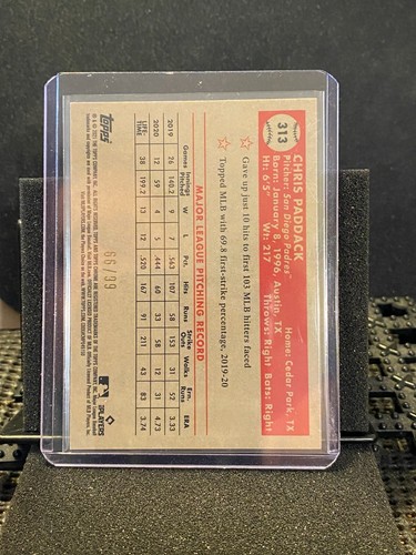 Chris Paddack 2021 Topps Chrome Platinum- Green/Yellow 70th # 66/99 #313 - Picture 2 of 2
