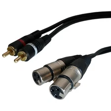 3ft - Dual XLR Female to 2-RCA Male Stereo Plug Shielded Audio Patch Cable Cord