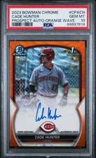 Cade Hunter 2023 Bowman Chrome Orange Wave Auto Card /25 #CPA-CH PSA 10