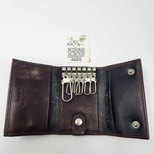 Hugo Bosca Keyring Wallet Vintage Nappa Vitello Tri Fold Genuine Leather Case