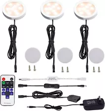 LED Kitchen Under Cabinet Lighting, 12V Plug in Puck Lights with Remote Control
