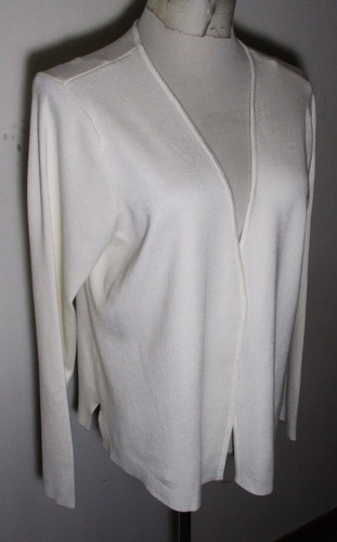 CALVIN KLEIN White Tight Knit Cardigan Wrap Sweater Size L NWT $169.00 - Picture 3 of 6