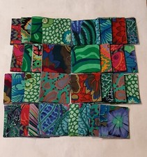 2.5 inch Mini Charm Packs- 40 Green 2.5" Squares, Kaffe Fassett Mini Charm
