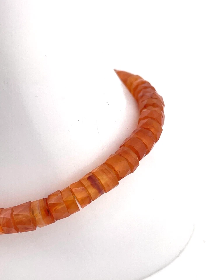 Pulsera de piedra cornalina naranja brillante joyería de moda para mujer Foto 3 de 4