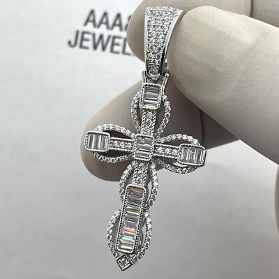 925 Solid Sterling Silver Cubic Zirconia Cross Pendant | eBay