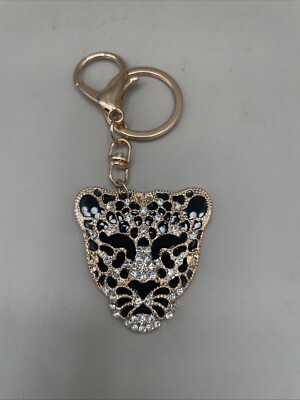 Crystal Leopard Keyring Crystal Rhinestone Keychain Bling