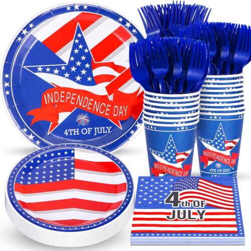 4Th of July Party Supplies, Independence Day Plates and Napkins Set, Disposab...