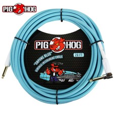 Pig Hog PCH20DBR 1/4" Straight - Right Angle Woven 20FT Guitar Cable Daphne Blue