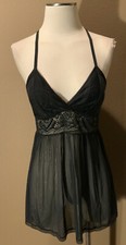 Auden M Black Babydoll Nighty Chemise W lace trim  Adjustable Spaghetti Straps