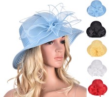 Women Wide Brim Church Wedding Occasion Kentucky Derby Tea Party Sun Hat A323