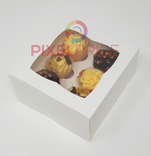 Windowed White Cupcake Box 2, 4, 6 & 12 Hold With Removable Trays (3" inch Deep) - Picture 6 of 10