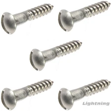 #10 x 2" Round Head Wood Screws Slotted Drive Stainless Steel Quantity 25