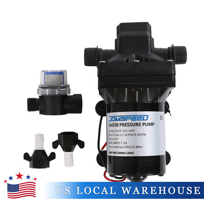 JDMSPEED RV Water Pump 12V 3.0 Gpm with Strainer For Camper 4008-101-A65