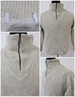 Unbranded Mens Quarter Zip Neck Jumper Wool Beige Chest 46/48 Size XL SKU Y14344