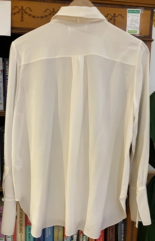 CHLOE CREAM 100% SILK TIE NECK PUSSY BOW BLOUSE SHIRT SIZE 42 - Image 2 of 4