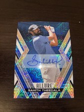 2026 Upper Deck Allure #7 Sahith Theegala Blue Tees Auto /35