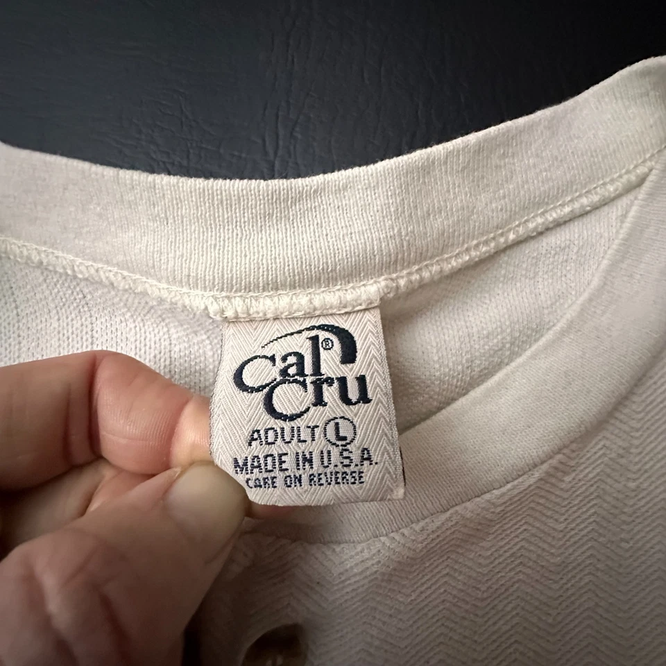 Camiseta vintage St Thomas para hombre grande beige blanco roto hecha en EE. UU. recortada cuadrada Foto 4 de 4