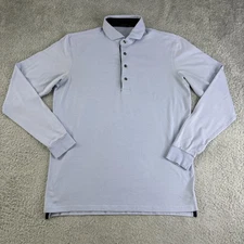 Greyson Polo Shirt Mens Medium Blue Long Sleeve Pima Cotton Golf Wolf Casual