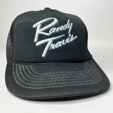 Vintage Randy Travis Country Music Snapback Hat Black One Size Mens Mesh Trucker