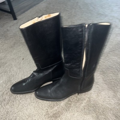  Vero Cuoio Women s Black Leather Boots EU 36 US 5.5 Made in Italy Flat NWOB 