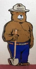 VINTAGE SMOKEY BEAR PREVENT FOREST FIRES 10” PORCELAIN GAS OIL SIGN