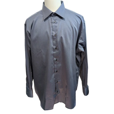 Chemise Ingram 2XL Bleu Uni 100% Coton Neuve Sans Étiquette Italie - Photo 1/4