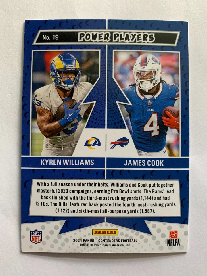 JAMES COOK / KYREN WILLIAMS DIAMOND 2024 CONTENDERS POWER PLAYERS #19 - Image 2 of 2