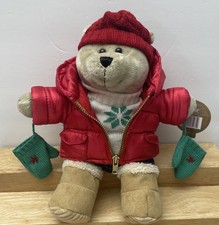 Starbucks Coffee Bearista Bear Winter Red Puffer Coat Plush 51st Ed NOS 2006 10"
