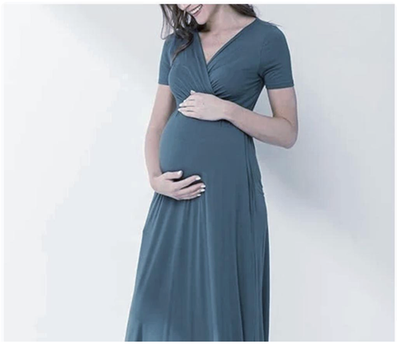 Maxi Maternity Wrap Dress Photoshoot Nursing Breastfeeding Baby Shower  V-neck M | eBay