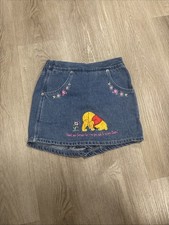 VINTAGE 1990 Disney Winnie the Pooh 100 Acres Collection Embroidered Denim Skirt