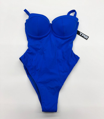 TA3 HI CUT PUSHY ONE PIECE SWIMSUIT SAPPHIRE BLUE WIRE SIZE XL SHORT B/C CUP NEW