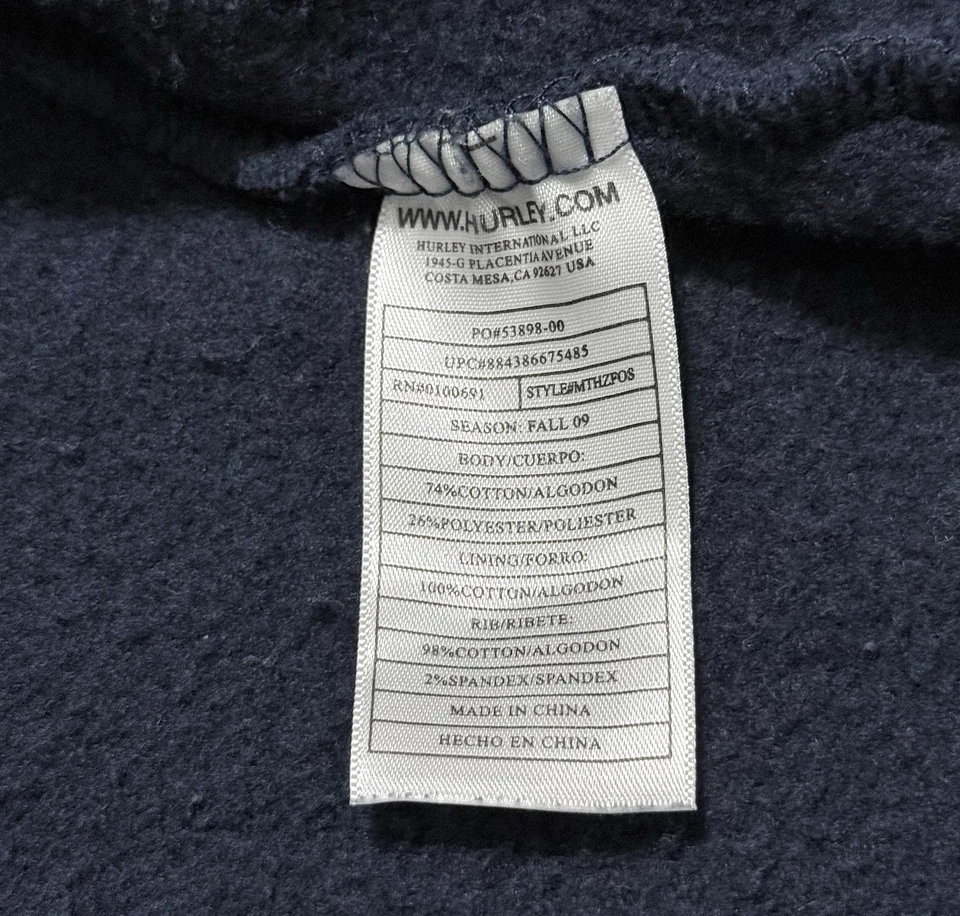 Винтажная толстовка с капюшоном Y2K Hurley на молнии с надписью графика скейт серфинг мужская размер XL - Изображение 4 из 4