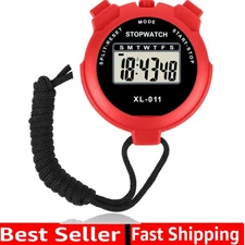 Multi-Function Sport Timer - Lightweight Red Stopwatch for All Ages & Sports Use