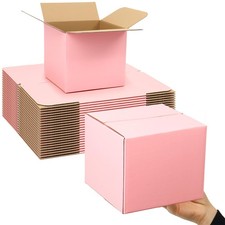 Small Shipping Boxes 6x6x6 Inches 30 Pack Pink Corrugated Cardboard Cube Mailer