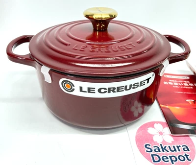 Le Creuset Signature Cocotte Ronde 18cm Rhone Garnet Gold Knob Cast Iron Enamel