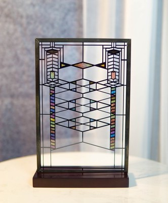 Ebros Frank Lloyd Wright Robie House Modern Stained Glass Hanging Wall Decor