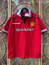 Vtg 90s 1998 Umbro Manchester United Sharp David Beckham #7 Soccer Jersey Size L