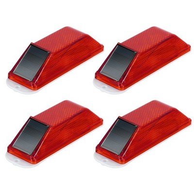 Solar Strobe Light, 4Pcs Waterproof Traffic Warning Lights, Red