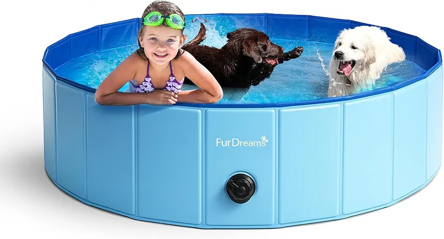 Piscina Plegable para Mascotas Furdreams, Bañera de Plástico Duro para Perros, Portátil Multi-f