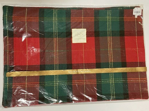 Lenox Cloth Placemats Holiday Plaid NOT DAZZLE Limited Ed. Set of 4 New Sealed - 第 1/7 張圖片