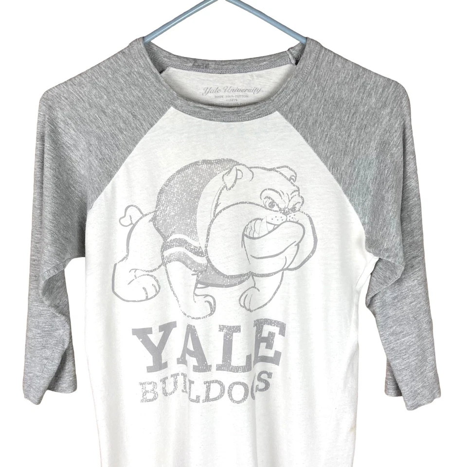 Винтажная бейсбольная футболка Yale University женская S/P серая белая РЕДКАЯ ЧИТАЙТЕ - Изображение 2 из 4