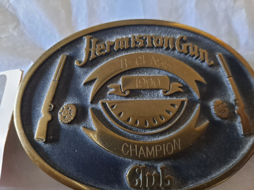 Lot Of 4 Hermiston Gun Club Champion Brass Belt Buckles - Picture 2 of 9