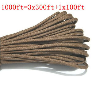 1000FT/300m MultiIII Stand 7 Cores 550 Paracord Parachute Cord Lanyard Coffee