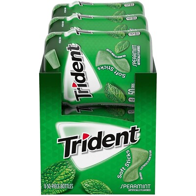 Trident Unwrapped Spearmint Sugar Free Gum   6 Bottles, 300 Pieces, Fast Shippin