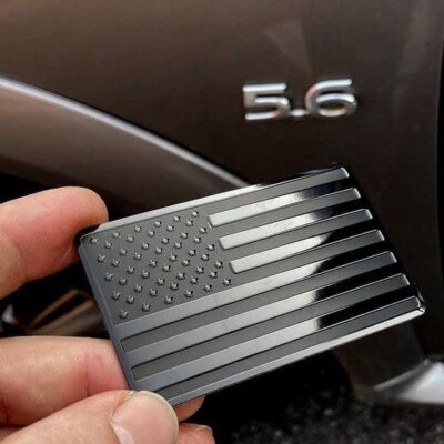 3''x 2'' USA Black Metal Flag Emblem for Cars (Black, 1pcs)
