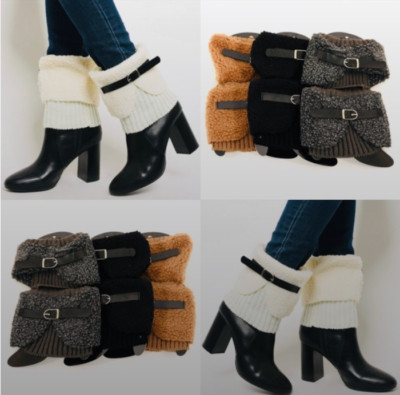 NWOT Chunky Boot Leg Warmers Knit Cozy Winter With Buckle - Multiple Colors
