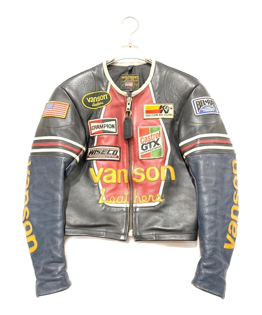 Vanson One Star Motorcycle Leather Jacket Size 38 USED
