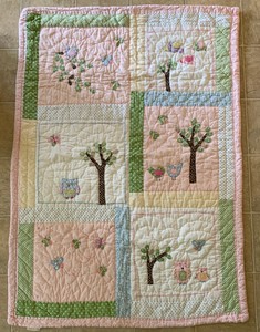 Pottery Barn Kids Toddler Baby Quilt Hayley Owls Birds Butterflies