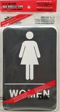 Women's Restroom - Bathroom Sign -6"x9"- Self-stick Braille- ADA Approved - NEW