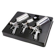 3 HVLP Air Spray Gun Kit Auto Paint Car Primer Detail Basecoat Clearcoat US SHIP